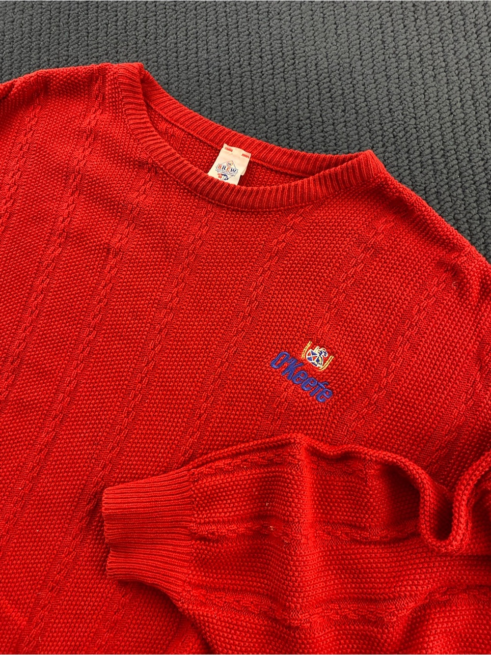 Vintage 90s O’Keefe Beer Cable Knit Sweater